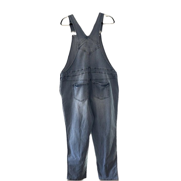 Y2K Patchwork Denim Overalls Light Wash Straight Leg 16W Plus Vintage Workwear - Picture 4 of 12